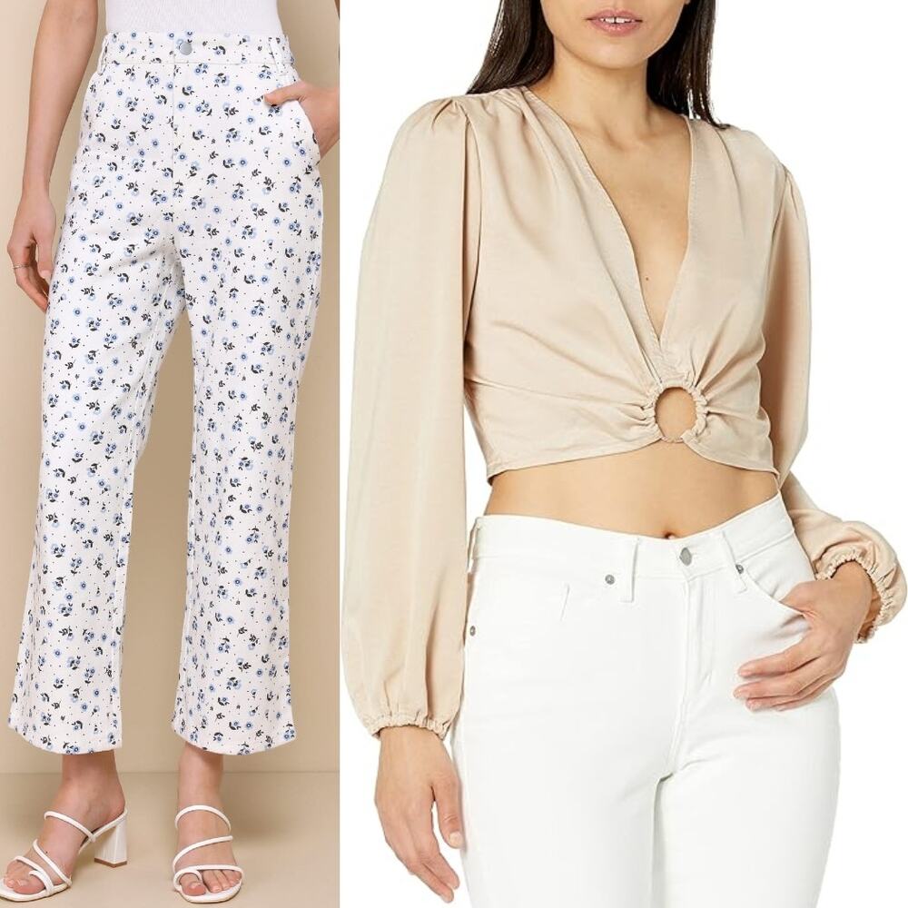 NWT Lulus Floral Twill High Rise Pants & BCBGeneration Crop Top BUNDLE Size XS